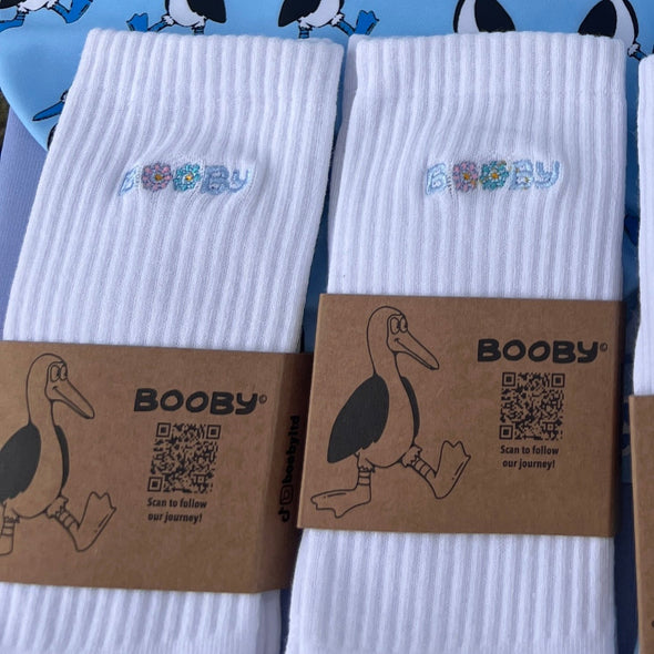 White Booby Flower Socks